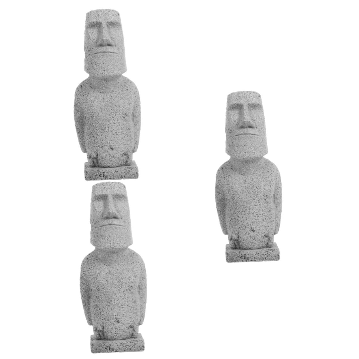 Alipis 3 Pezzi Moai Statua Fish Tank Decor Garden Moai Scultura Desktop Moai Ornamento Acquario Decorazione Giardino Moai Decor Fish Tank Adorn Fish Tank Landscape Moai Figurine Arenaria