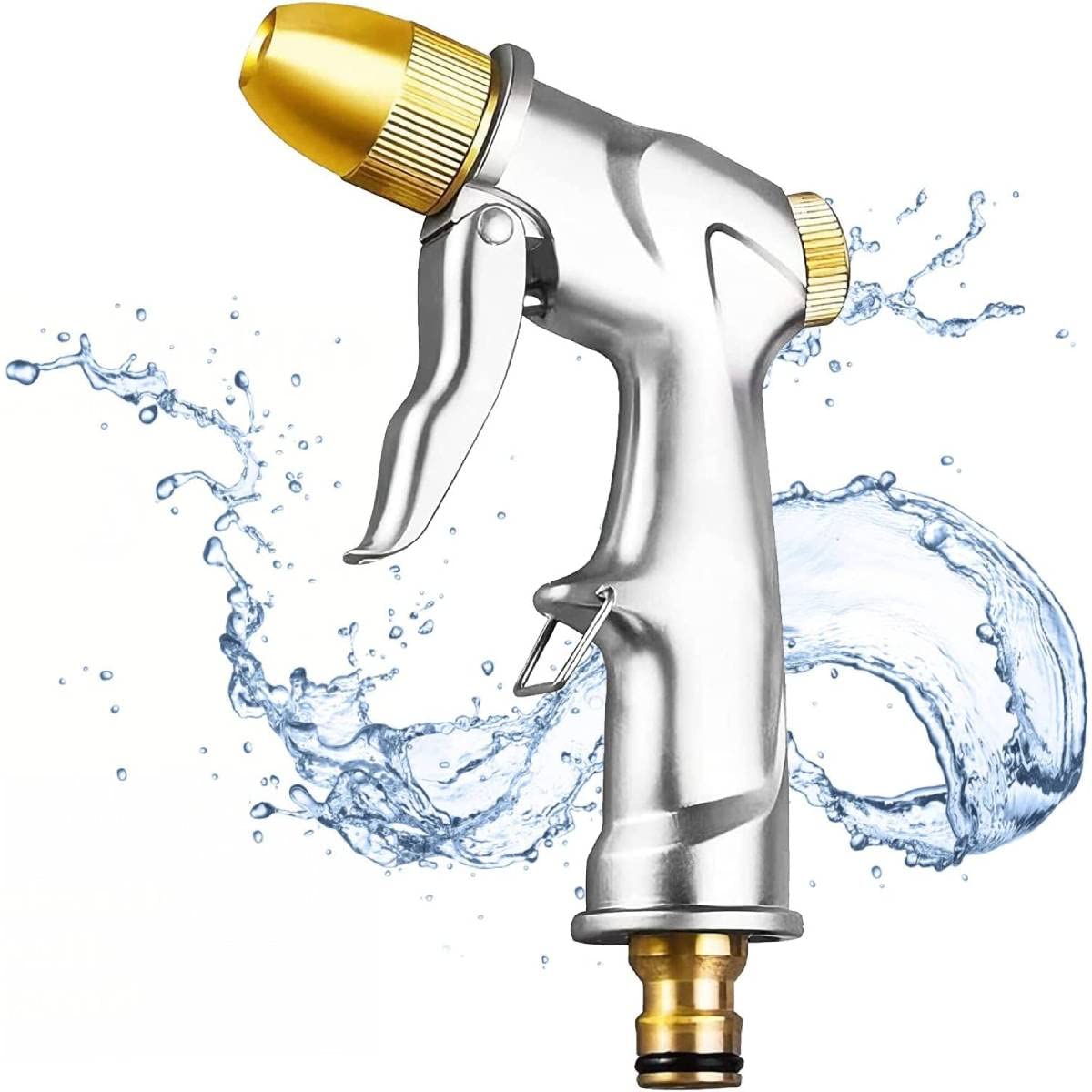 Labstandard Garden Hose Spray Gun with Full Brass Nozzle 100% Heavy Duty Metal Water Gun Sprinkler High Pressure Water Hose Pipe Spray Gunzinc Alloy Metal Hand Watering Sprayer for Car Pet Washing