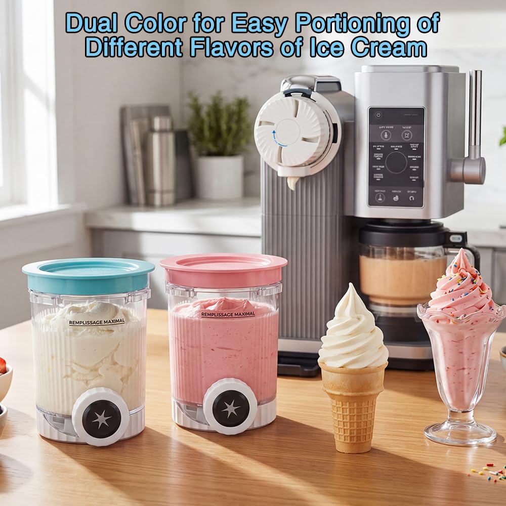 Golgner 2 Stück Ninja Swirl Creami Behälter, Tubs Zubehör für die Ninja Creami NC701 NC700 Serie, Behälter für Ninja Creami Swirl Pints und Deckel, BPA-frei für Ninja Creami NC701 NC700 Serie