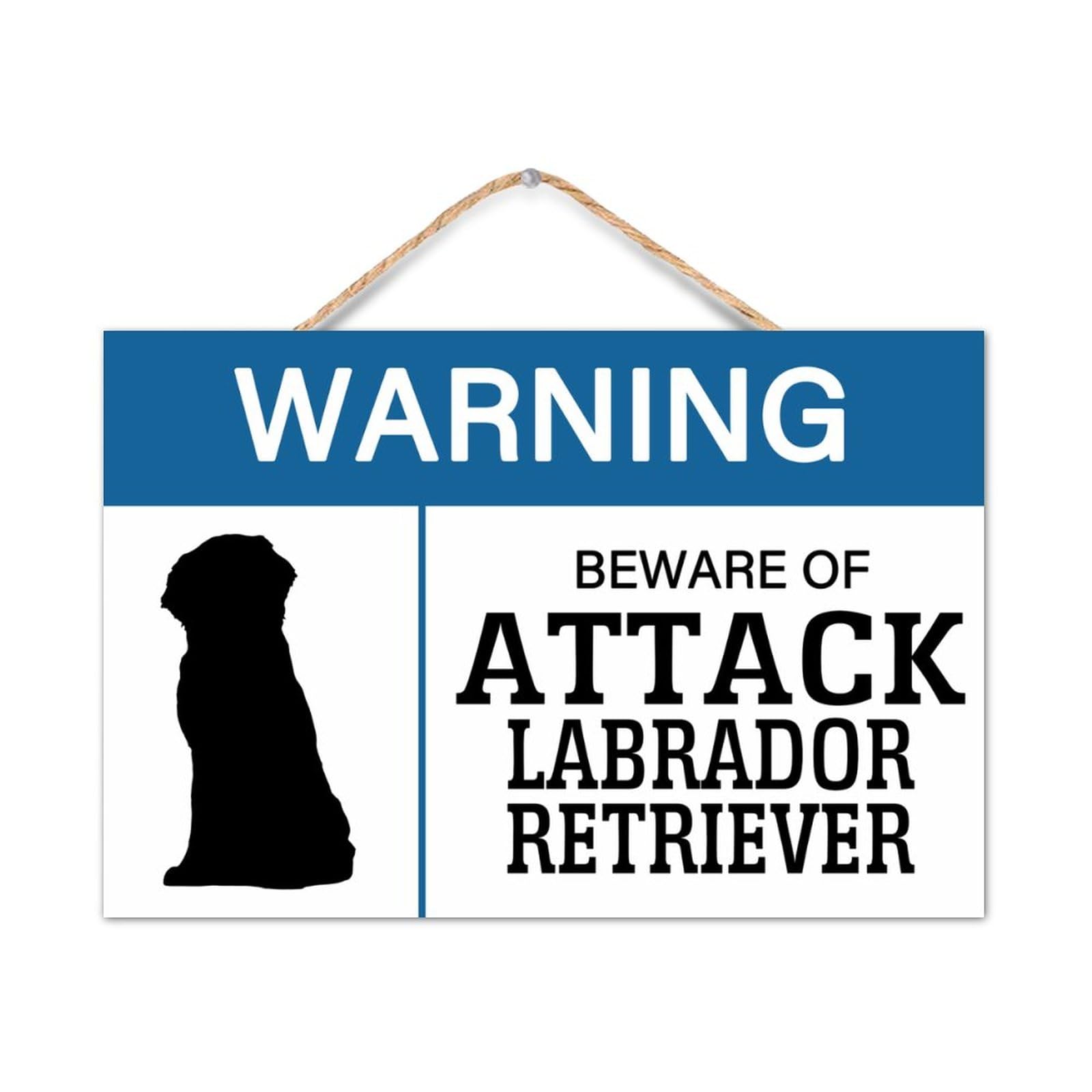 Rustic Street Warning Wood Sign Warning Beware of Attack Labrador Retriever Wooden Sign for Indoor Outdoor Garden Patio Yard Parking Lot Home