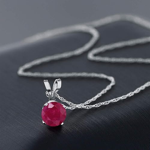 Miniatura 4 de Gem Stone King Collar con colgante de piedra natal redonda de oro amarillo de 14 quilates de 0.197 in Collar de oro para mujer Con cadena de oro