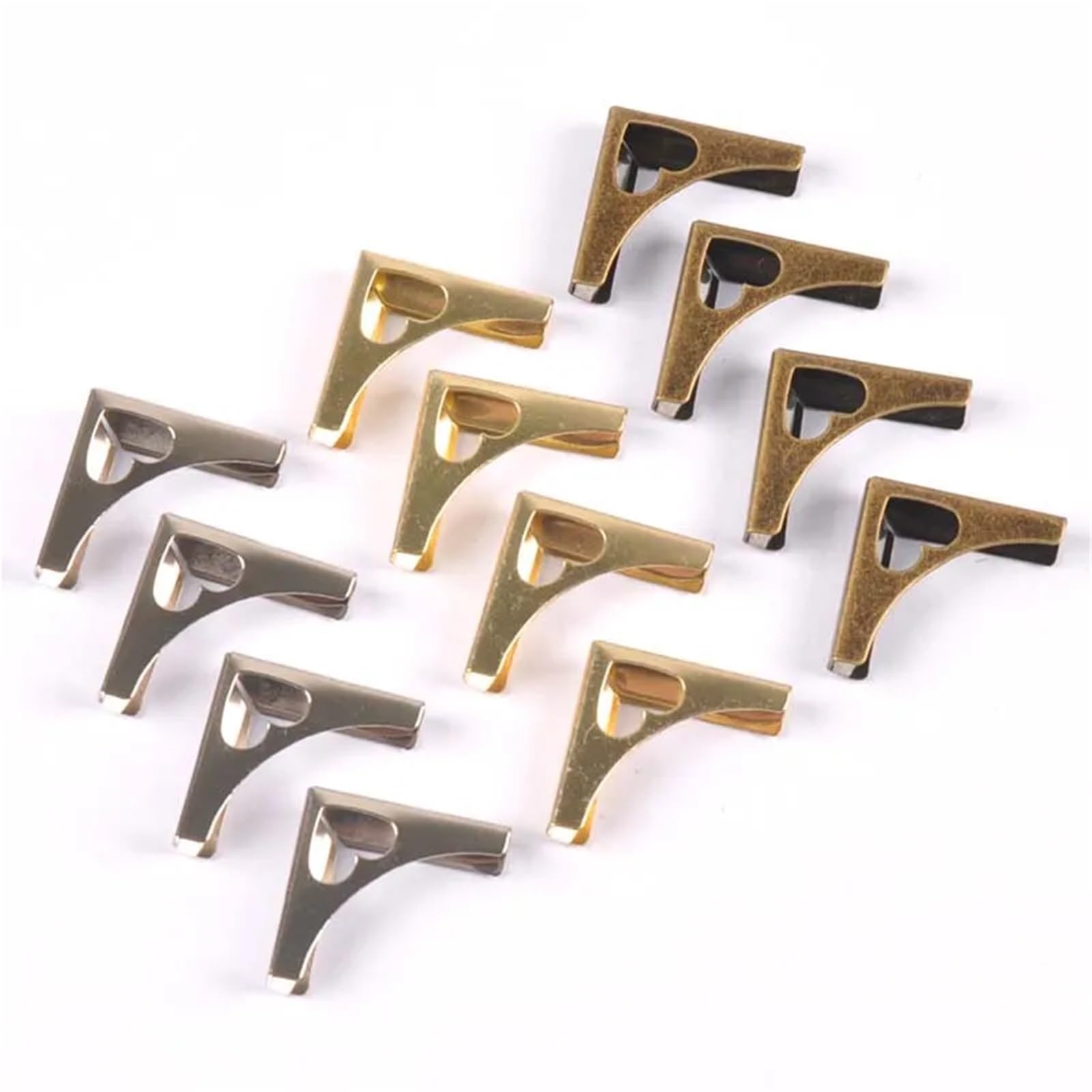 Rogi zdjęć do albumu z notatnikiem, metalowe ochraniacze na rogi książki w kształcie serca Multicolor 20x20x4mm opakowanie 30 sztuk książek i rękodzieła(Golden)