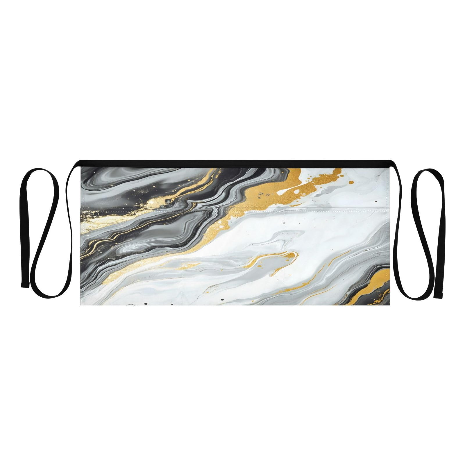 Kigai Gilt Marble Background Server Aprons for Men Women Water & Oil Resistant Waitress Waiter Waist Apron with 3 Pockets