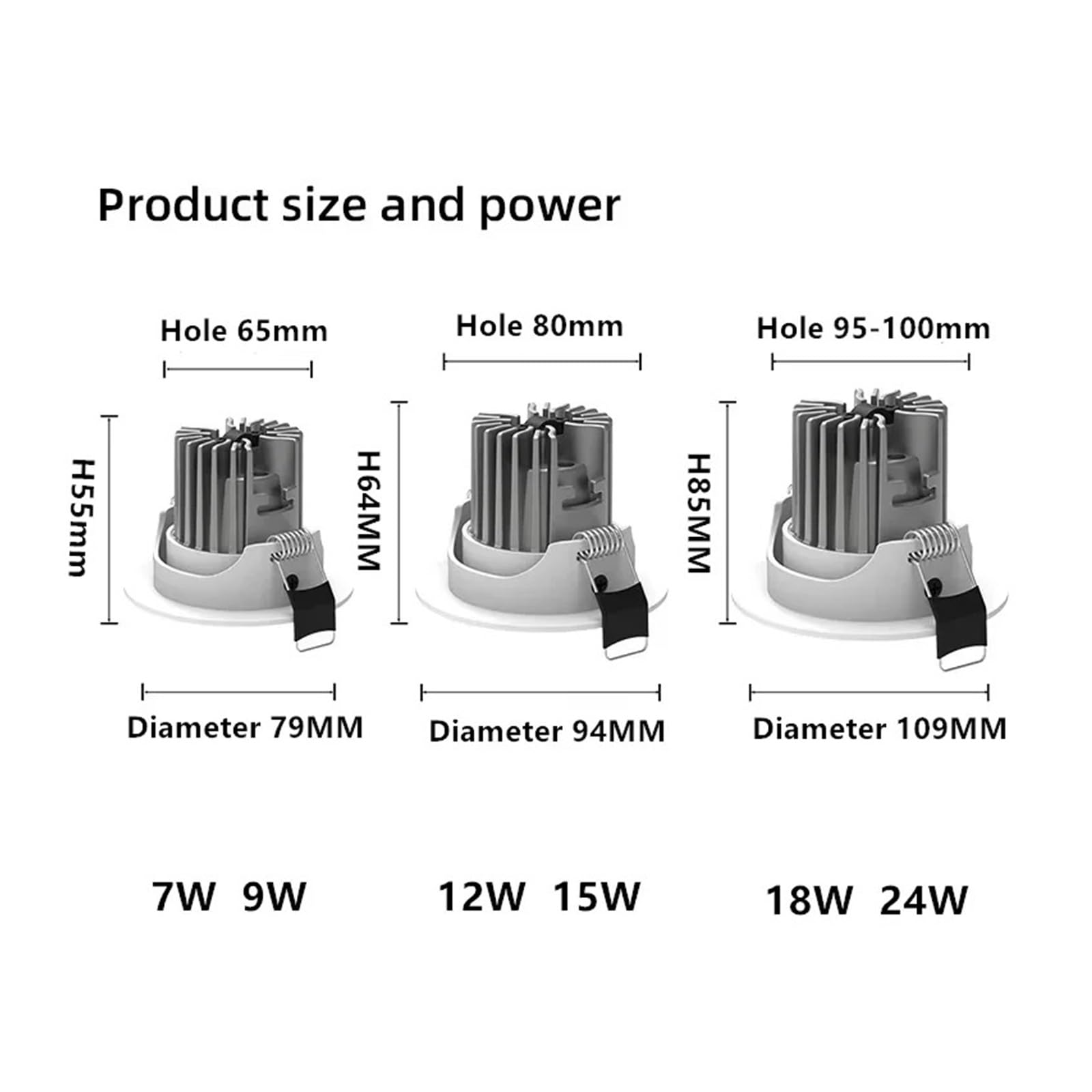 Einbau-LED-Spots for die Decke, ohne Hauptbeleuchtung, COB-Blendschutz-Downlight, dimmbar, 7W/9W/12W/15W/18W, for private und gewerbliche Beleuchtung