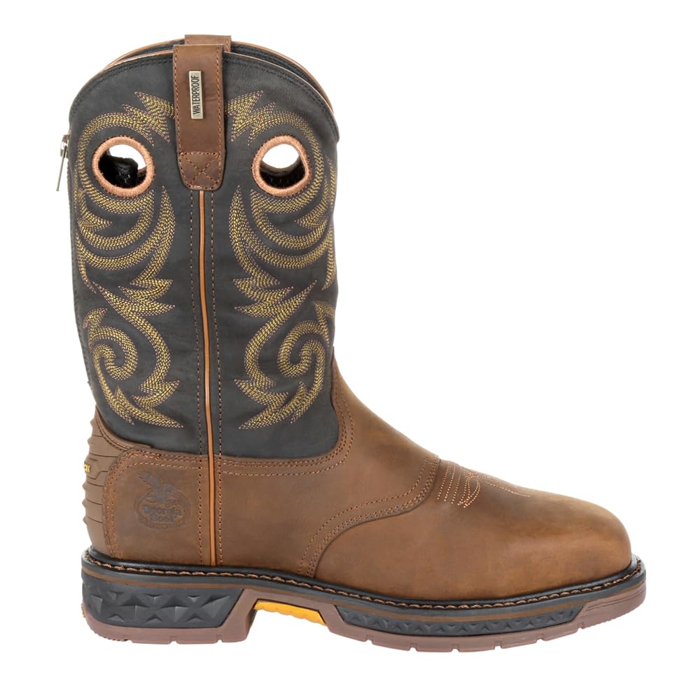 Photo 1 of **LEFT BOOT ONLY**Georgia Boot Carbo-Tec LT Steel Toe Waterproof Pull On Work Boot, Black And Brown, Size 8(M)