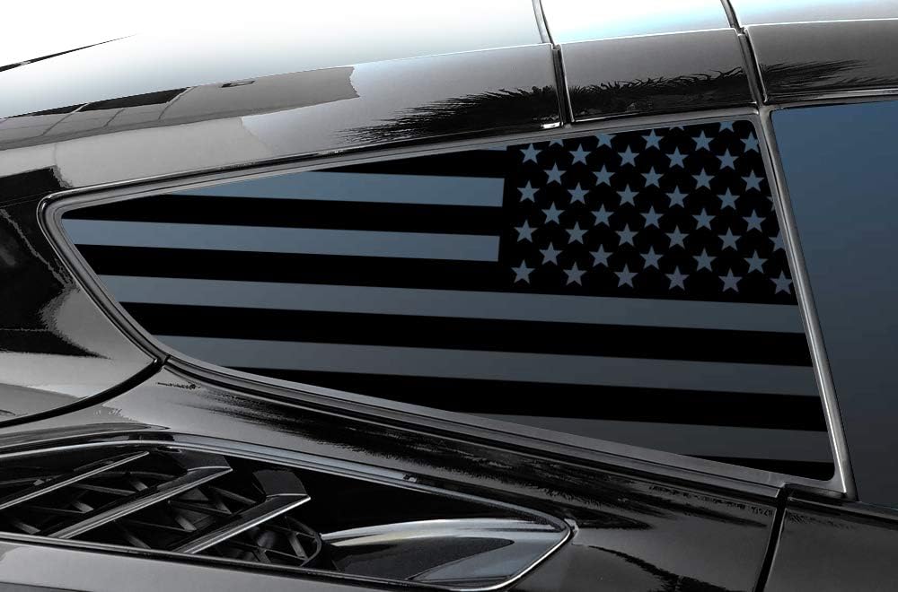 Factory Crafts Window Graphics Kit Vinyl Decal Wrap Compatible with Chevrolet Corvette C7 Stringray 2014-2019 - USA American Flag
