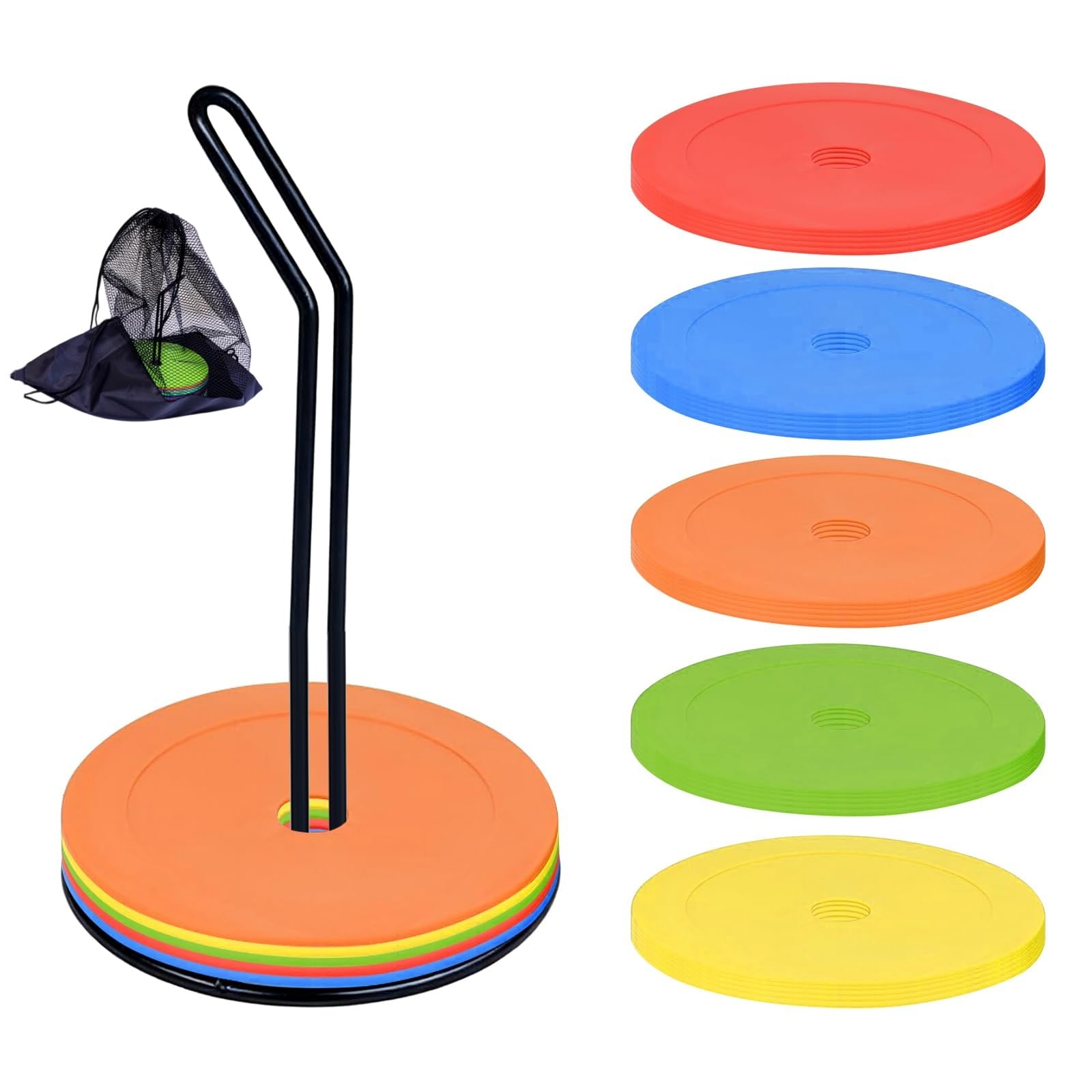 Disques De Marquage: 25 Pièces Marqueurs Sol Football Antidérapants pour Entraînement D’Agilité Et De Vitesse, Diamètre 15 cm, PE Flexible, Séances De Football pour Clubs Et Entraîneurs