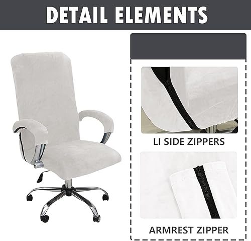 Miniatura 2 de Funda de terciopelo para silla de oficina con fundas para brazos, fundas elásticas para sillas de escritorio de computadora, fundas universales para
