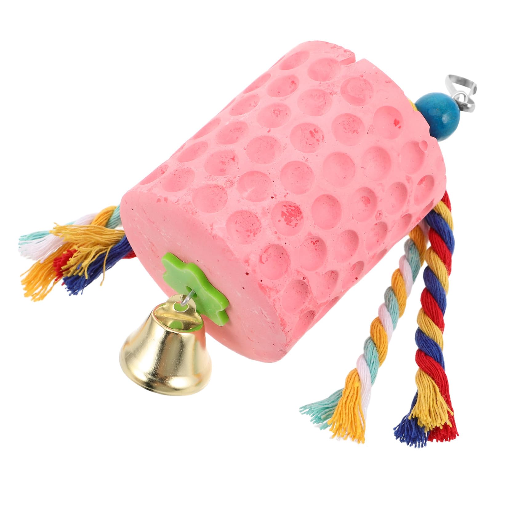 Hemoton Mineral Block Toy for Grinding Stone Bell Promotes Healthy Beak for Cockatiels Grey