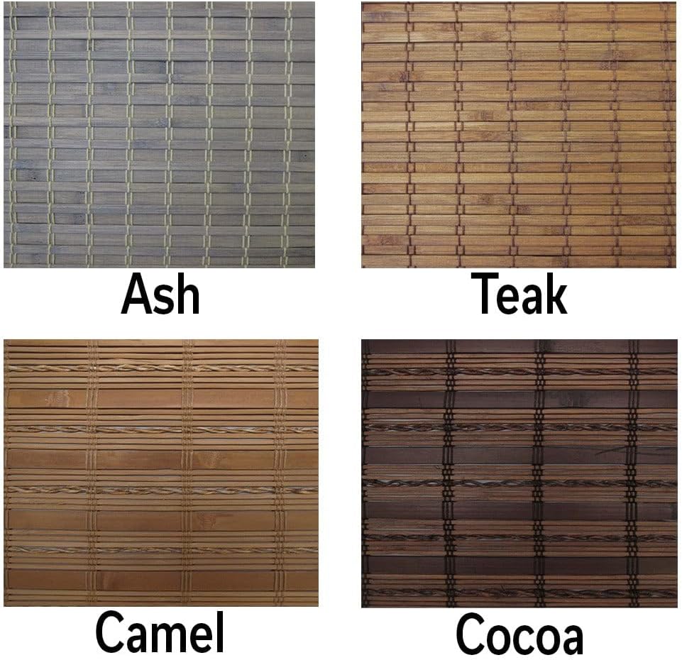 Cordless Woven Wood Bamboo Shades for Windows Teak 24" W x 36" L