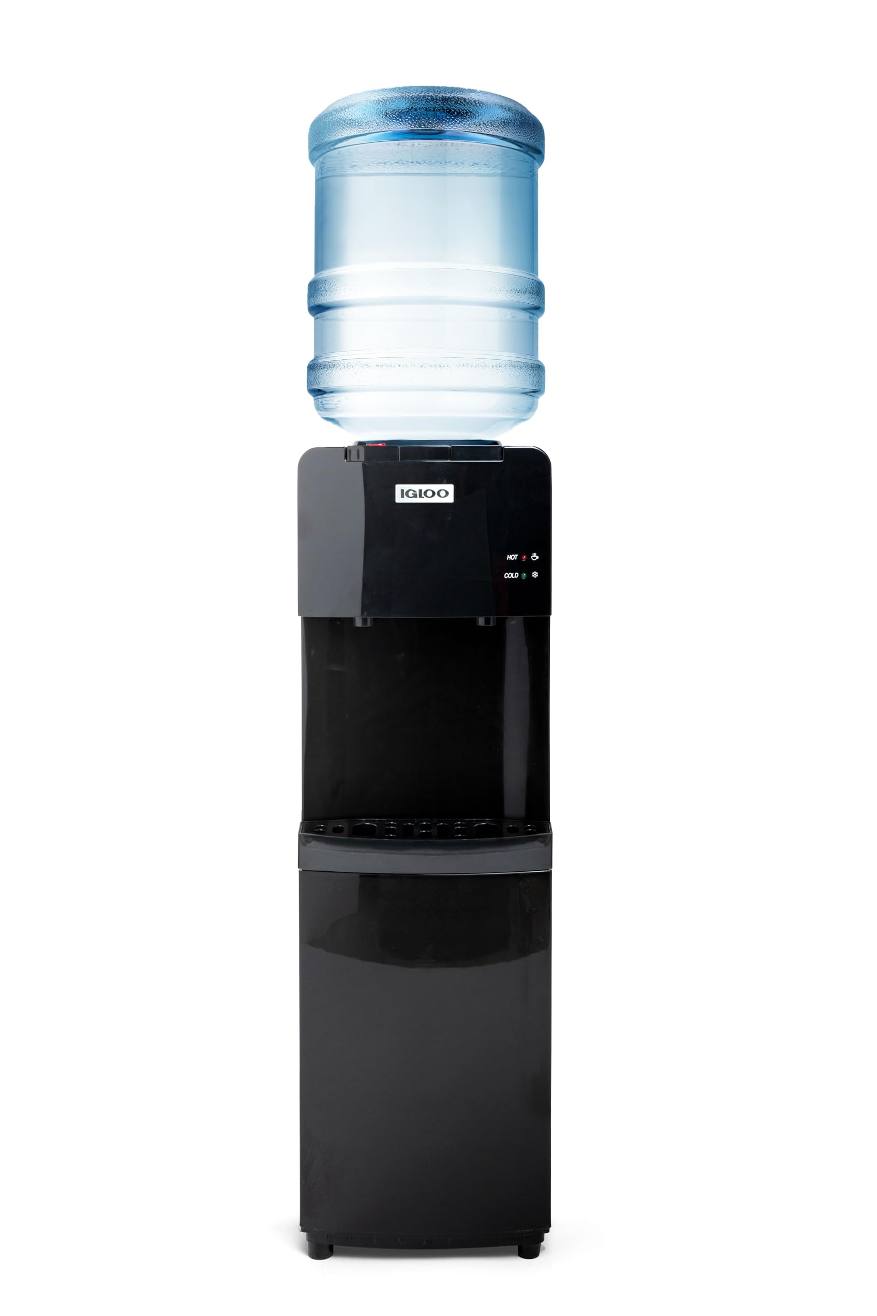 Igloo Top Loading Water Cooler with Removable Drip Tray & Energy-Saving Features- Water Tower with Hot, Cold Temperature Settings- Water Dispenser Fits 3 & 5-Gallon Jugs with Child Safety Lock- Black