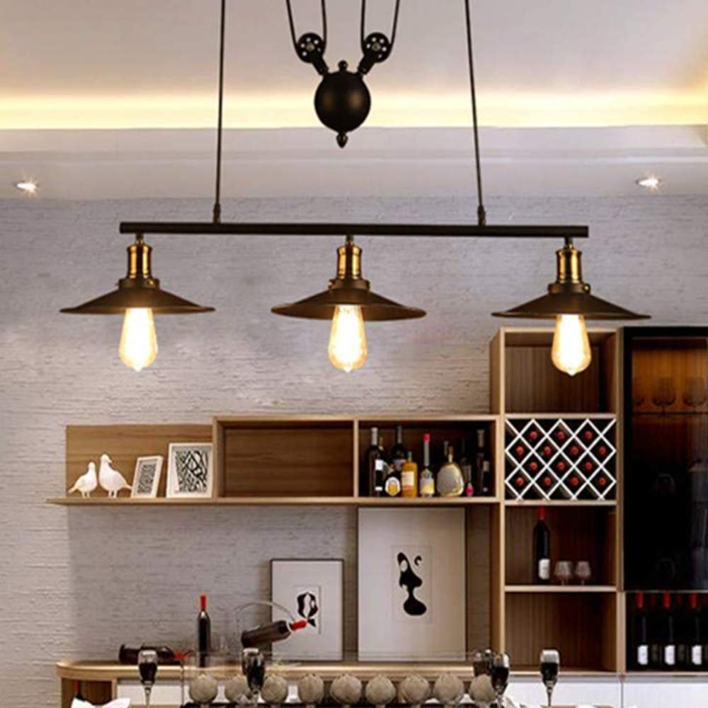 Lfoute Vintage Pendelleuchte Industriestil – 3x E27, Schwarz, Höhenverstellbar Für Wohnzimmer & Küche