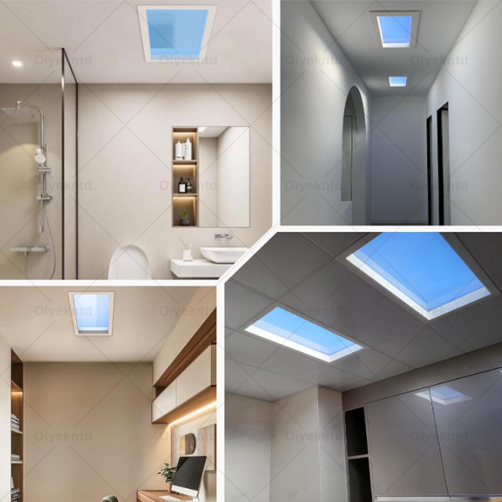 Lampada da soffitto "Blue Sky" (effetto cielo azzurro), lampada smart effetto cielo, lucernario a luce naturale, simulazione dei ritmi della luce diurna, temperatura di colore Embedded-32*122cm