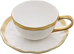 WOLFF - Xícara de Chá De Porcelana Dubai Branco e Dourado 200ml