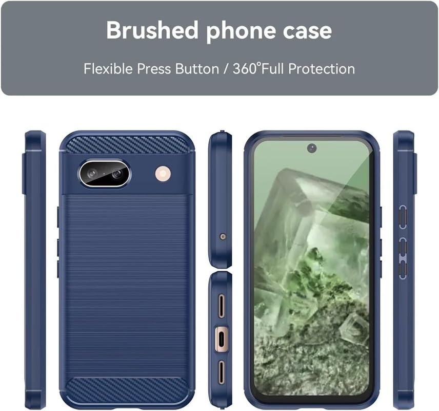 Image of NPRC Hybrid Ultra Slim Protective Case TPU Non-Slip Carbon Fiber Texture Shockproof Case Cover for Google Pixel 8A - Blue