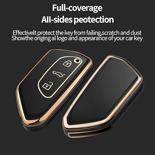 Miniatura 3 de Funda para llavero Volkswagen compatible con VW ID3 ID4 MK8 Golf GTI Skoda Octavia 2020 2021, funda de llave inteligente, Negro -