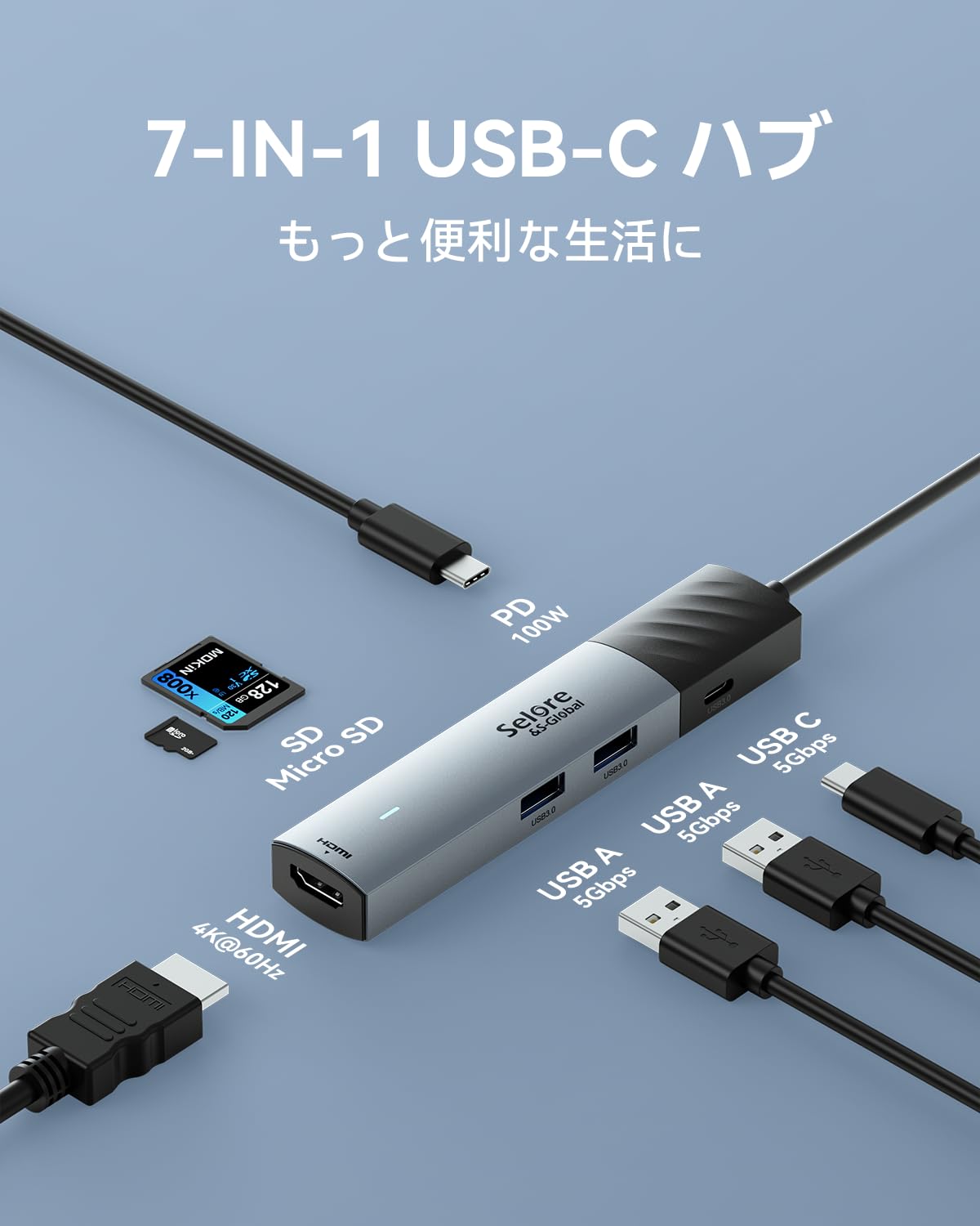 Amazon | USB C ハブ 7in1 usb ハブ type-c ドッキングステーション