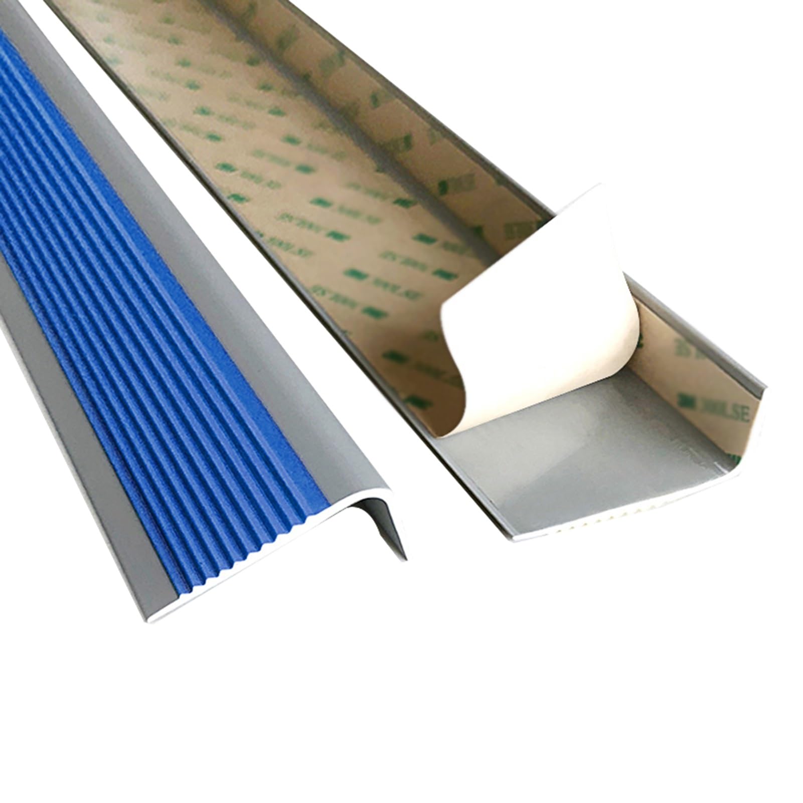 Profilo per Gradini, Protezione per Bordi di Scale Autoadesiva, Profilo Antiscivolo in Gomma 5x2,5 cm per Gradini(Bleu,16.4 ft/500 cm)