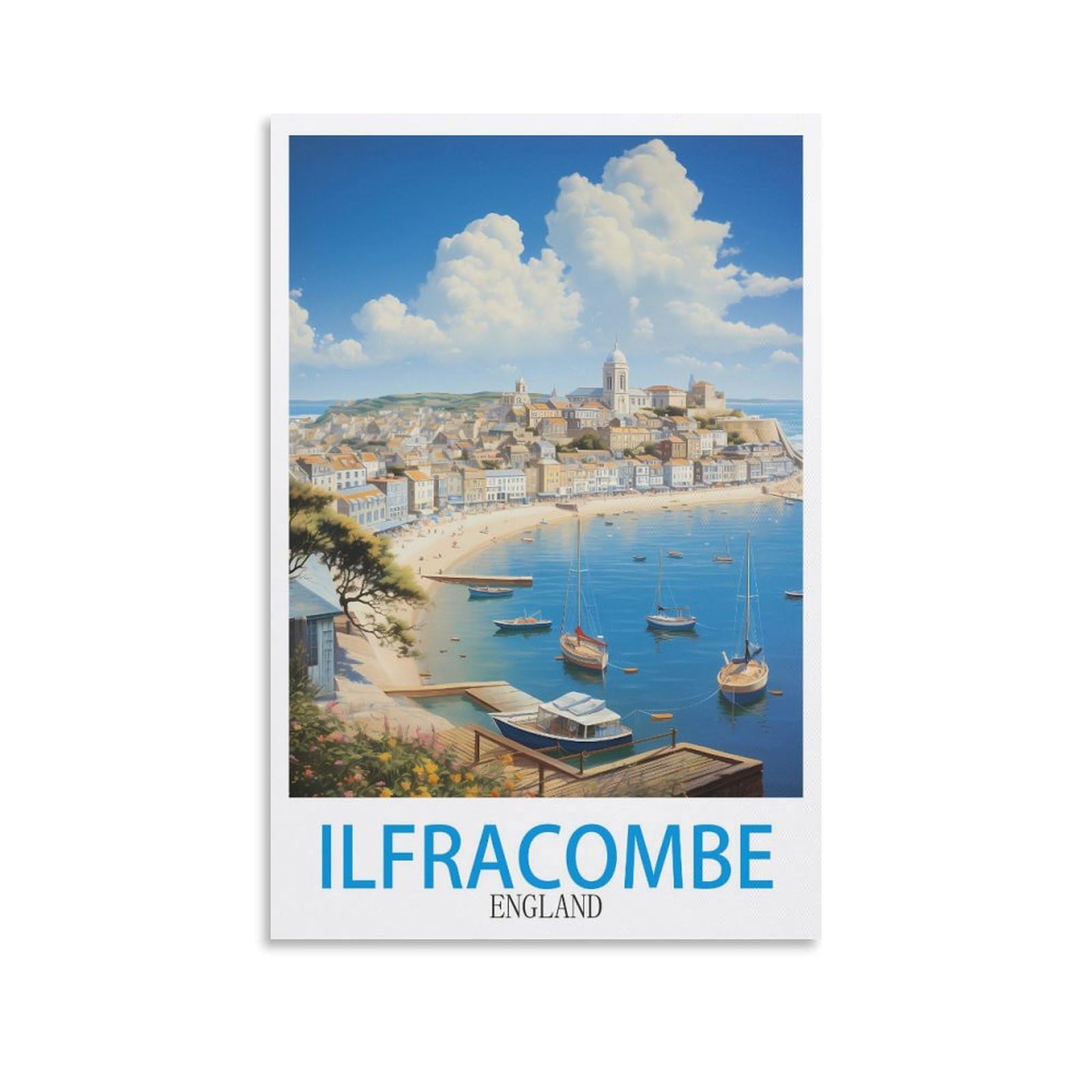Zbbggoz Unframe-Style Ilfracombe England Vintage Travel Posters 12X18inch(30X45cm) Canvas Wall Posters And Art Picture Print Modern Family Bedroom Decor