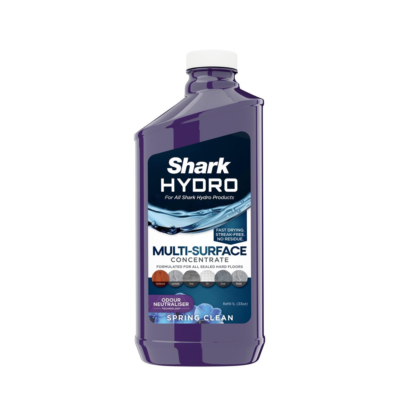 Shark Hydro Multi-Surface Cleaner Refill 1 Litre with Odour Neutraliser, Hard Floor Cleaning Solution, Compatible with Shark Hydro Hard Floor Cleaner WD210 & WD110, 4967FFJ200UK