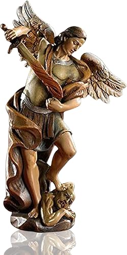 Needzo Estatua de Arcángel de San Miguel, decoraciones católicas para el hogar, regalos religiosos coleccionables, 4 pulgadas