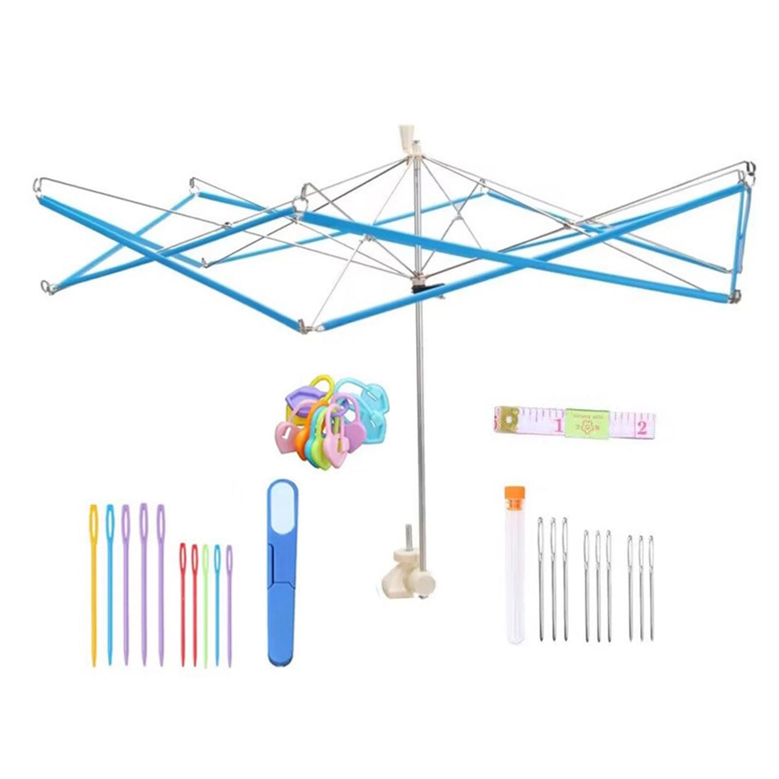 Msioytog Yarn Winder Umbrellas Knitting Yarn Winder with Thread Cutter, Needle, Soft Measure Tape and Knitting Marker String