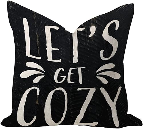 Let's Get Cozy - Fundas de almohada para exteriores de 20 x 20 pulgadas, fundas de almohada de lino de arpillera cuadrada para sala de juegos,