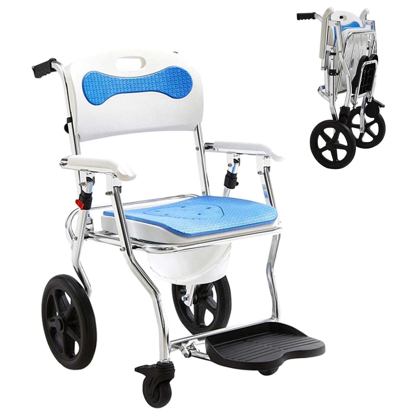 Chaise de douche pliante à roulettes pour préserver l'intimité et la dignité - 8
