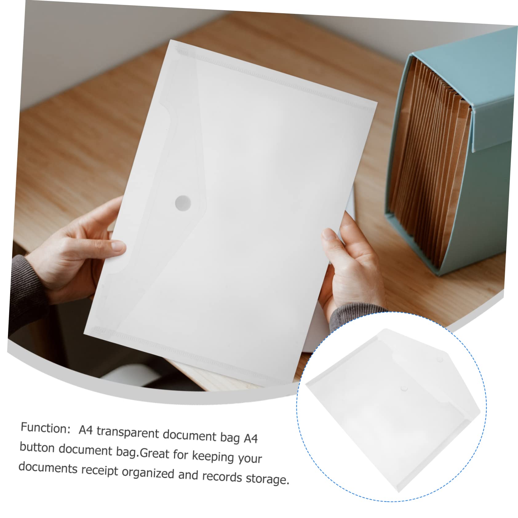 A4 Dokumentenbeutel mit Druckknopfverschluss 40 Stück Kunststoff | Weiß, Tragbares Design für Büroangestellte und Studenten, zur Aufbewahrung von Unterlagen