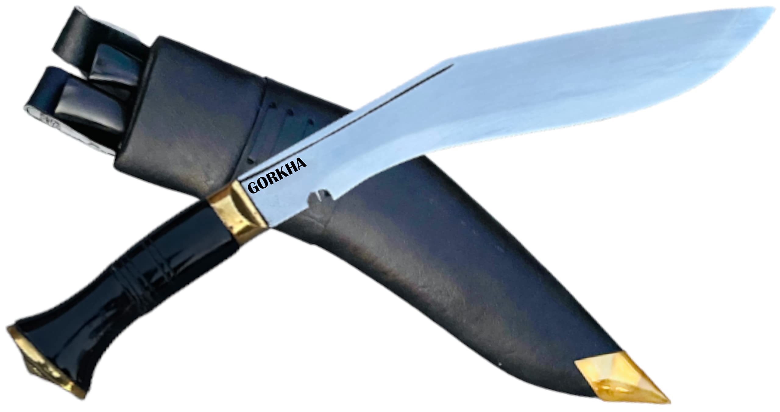 Gorkha Service No.1 Kukri Knife 10 IN Fixed Blade Khukuri On Bone Handle, Sheath & 2 Small Knives- Handmade In Nepal