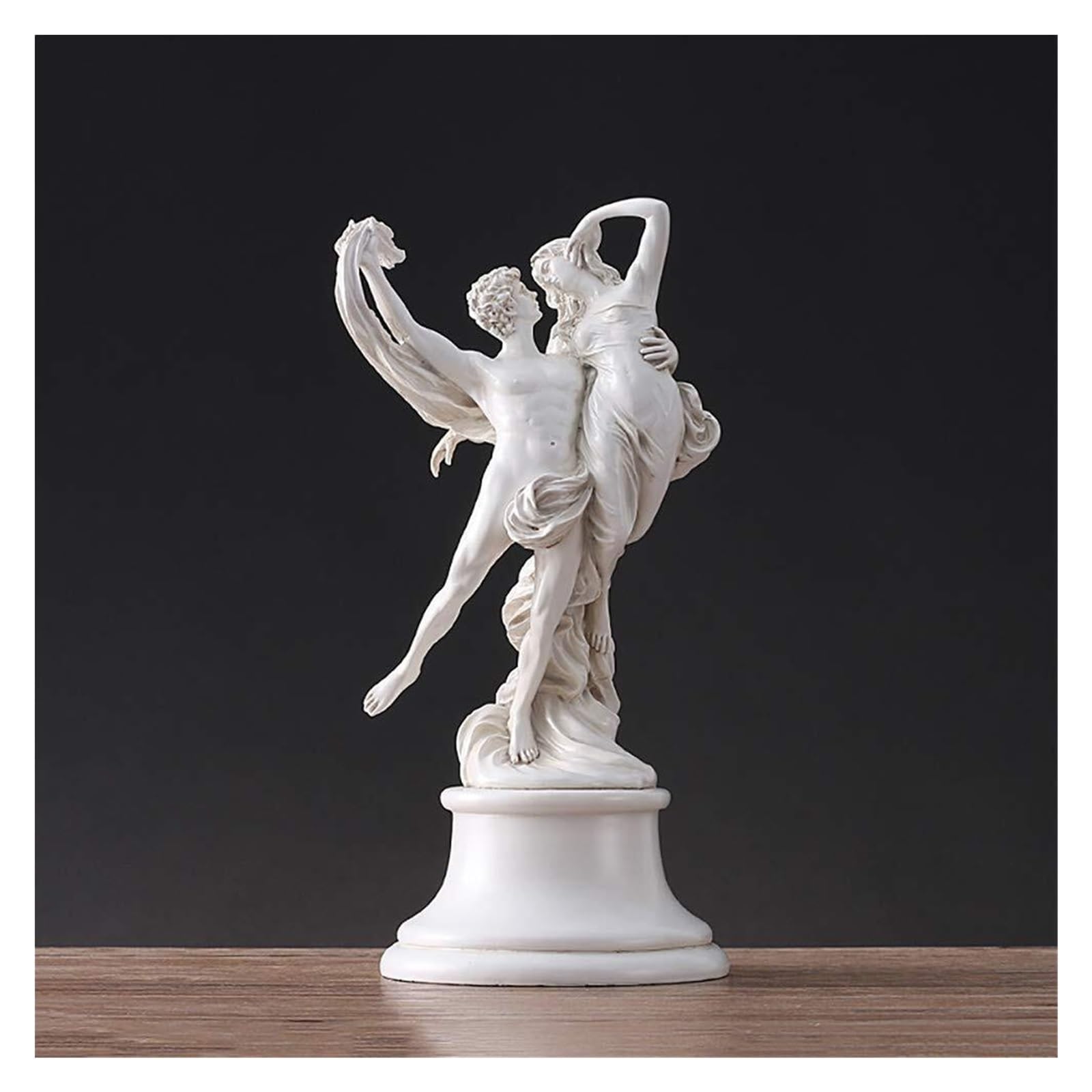 Dekoracja romantyczna para tańcząca statuetka miłość anioł rzeźba uścisk i pocałunek figurka akcesoria do szafki nocnej (32 cm)
