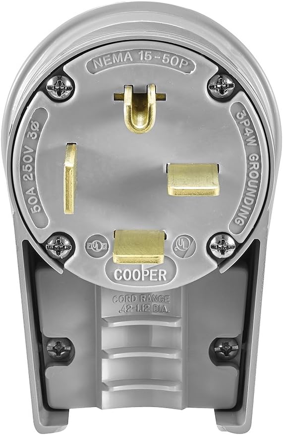 Eaton 8452AN 50 Amp 250V 15-30 Industrial Power Plug, Gray