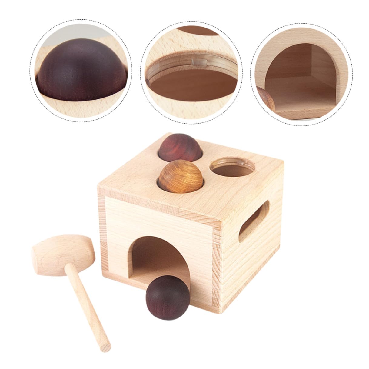 Mikinona Set Giocattolo Educativo in Legno Palline e Martello, Giocattolo per Coordinazione Occhio-Mano e Sviluppo Motorio, attività Didattica Montessori per Piccoli