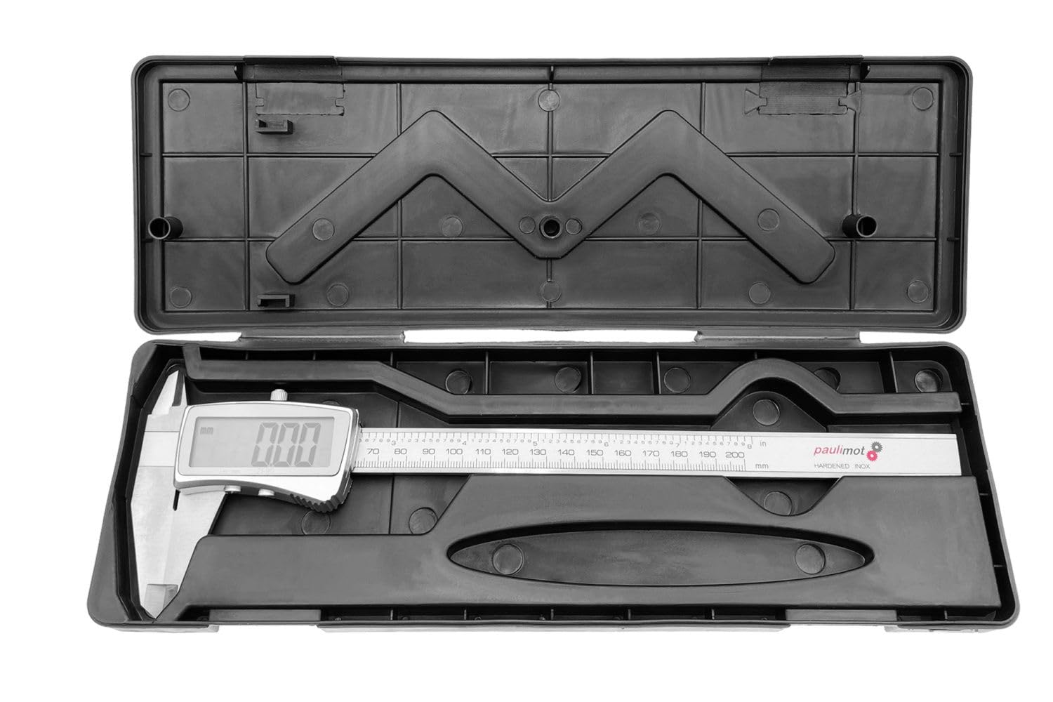 PAULIMOT Messschieber digital 0-200 mm mit großem Display, rostfrei INOX