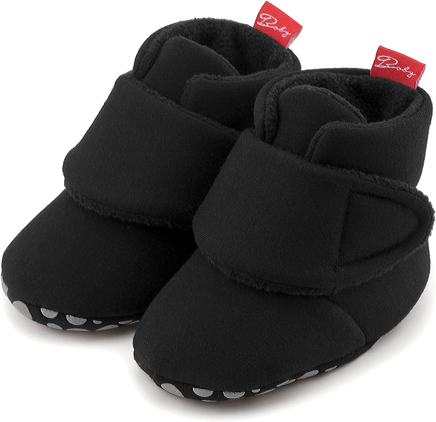 CINDEAR Infant Newborn Baby Cotton Booties Non-Slip Sole for Toddler Boys Girls Unisex Winter Warm Fleece Cozy Socks Shoes