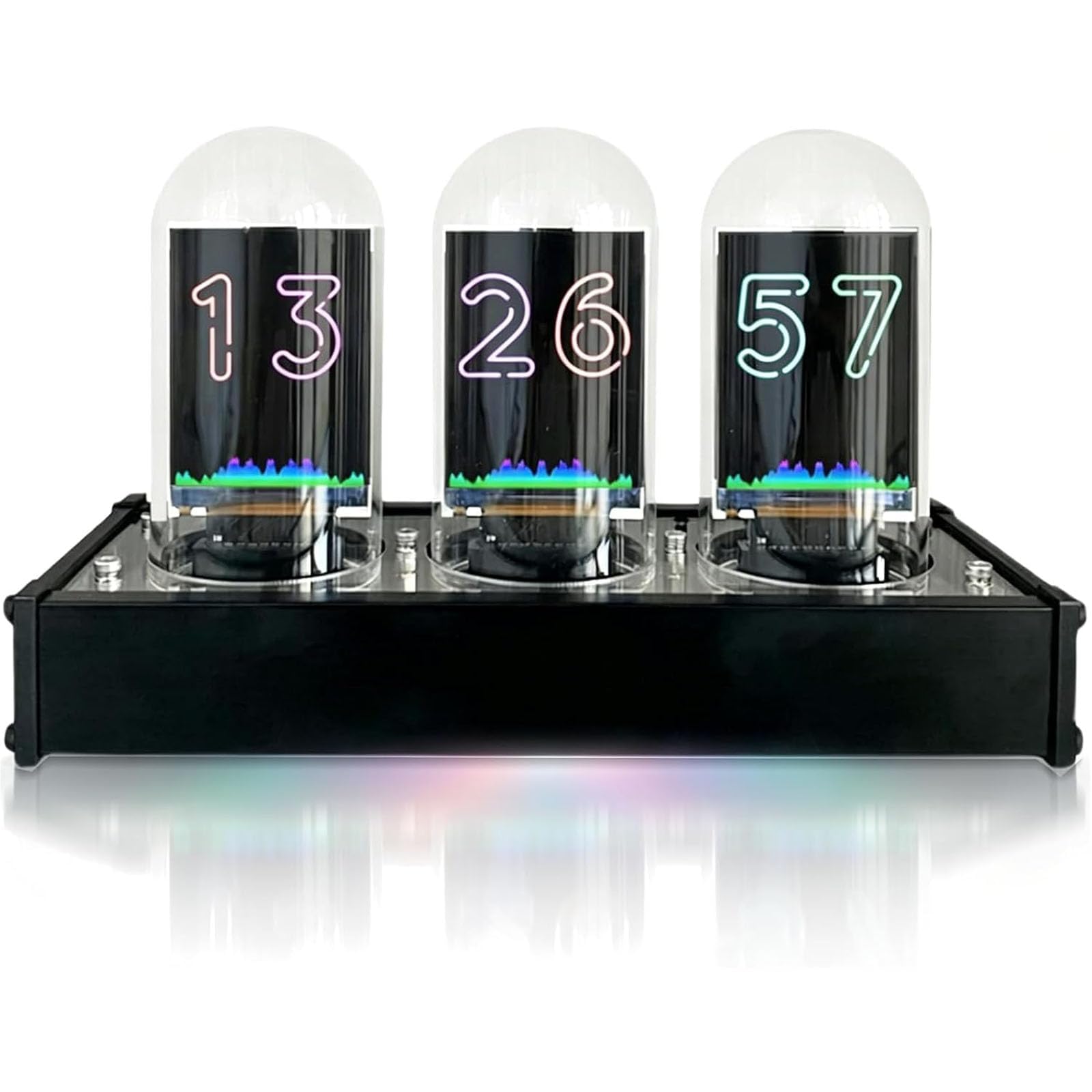 COYEUX Nixie Tube Digital Clock, 2.6 Inch Desktop Decor Clock with Music Spectrum and Customize Photo, 6 Display Modes, 12/24H Timing for Gaming Room Bedroom
