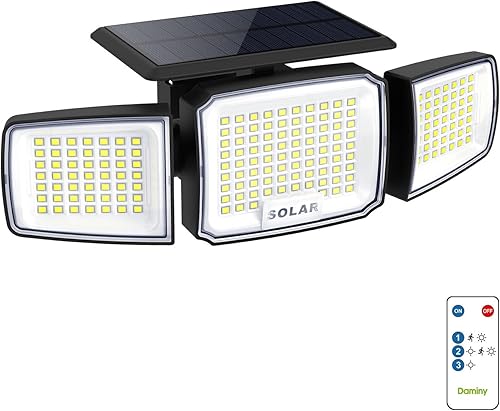 Miniatura 9 de DAMINY Luz de Seguridad Solar con Sensor de Movimiento por Radar, LED Super Brillante con Control Remoto, Luces Solares con Movimiento para