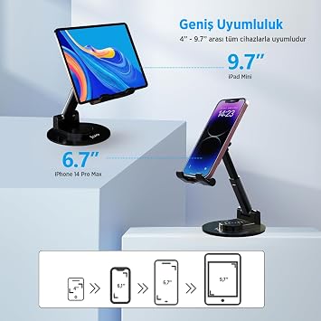 Juo Foldable 360 Degree Rotating Desktop Phone Stand Black