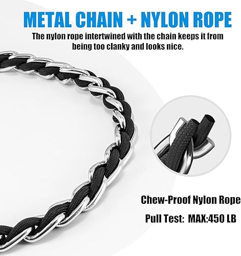 Miniatura 4 de Chew Proof Metal Leash Chain Dog Leash for Medium Large Dogs, Chain Link Dog Leash Anti Chew 5FT Strong Anti Bite Dog Leash Comfortable Soft Padded