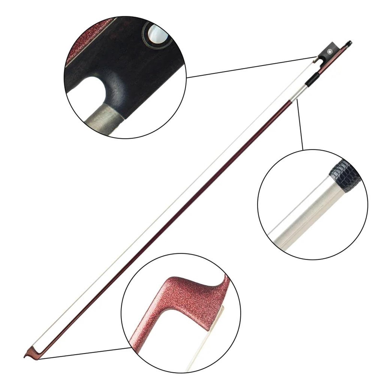 Musikliebhaber Geigenbogen 4/4 Violinbogen Kohlefaser Ebenholz Frosch Braune Farbe Professionelle Leistung Schnelle Reaktion