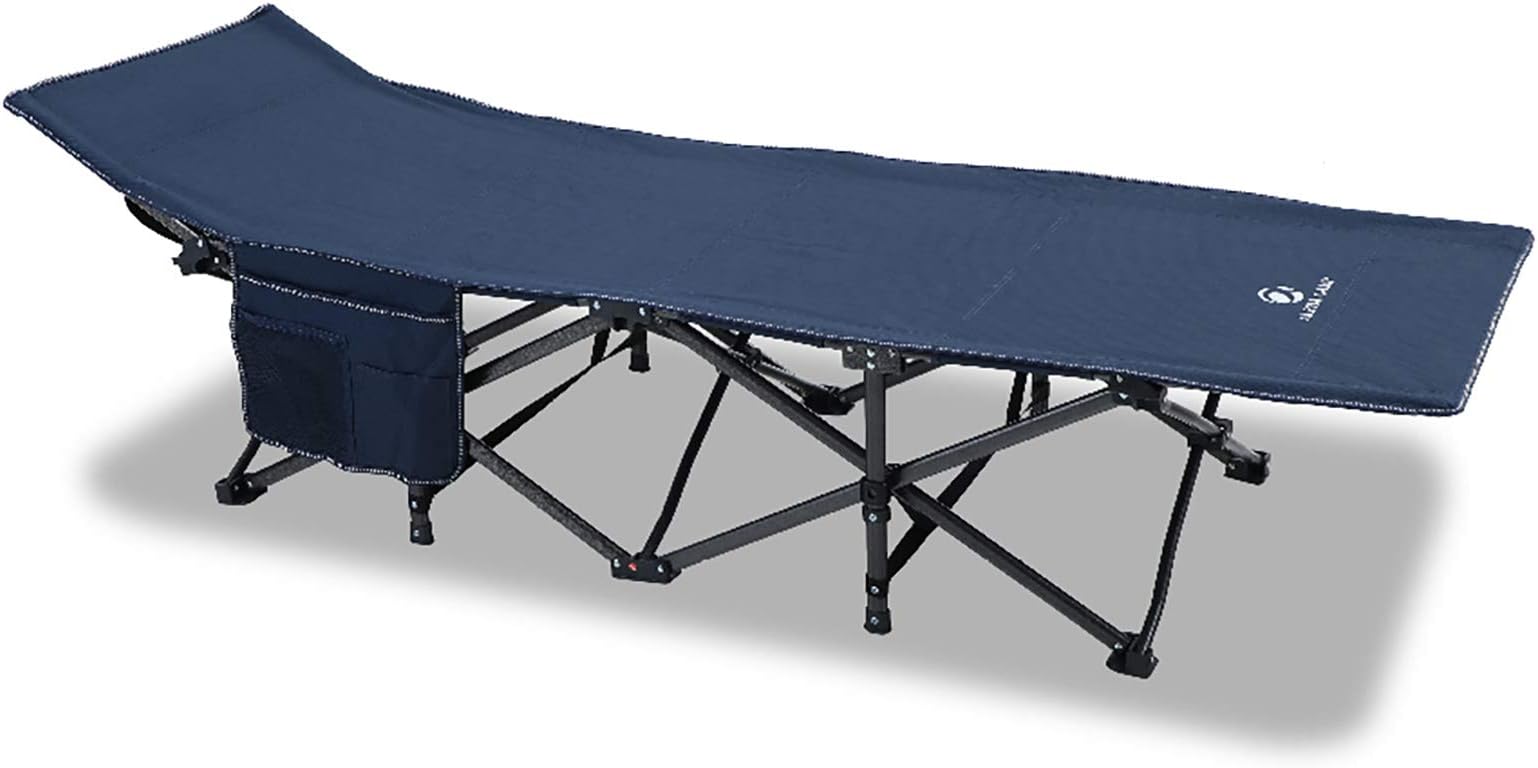 ALPHA CAMP Camp Beds for Adults Oversized Camping Folding Cot Camping Bed Supports 600 lbs Portable Camp Bed Heavy Duty Camp Cot with Carry Bag,Blue