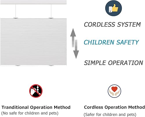 Miniatura 4 de Persianas celulares opacas de arriba hacia arriba, sin cordones, de privacidad total, para oscurecer la habitación, persianas con aislamiento