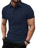 Mens Waffle Polo Shirts Casual Short Sleeve Texture Polo for Men Moisture Wicking Collared T-Shirt with Pocket