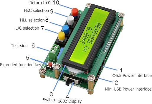 Digital Capacitor Meter Inductance Capacitance L/C Meter LCD Capacitance Meter Tester Mini USB Interface with USB Cable