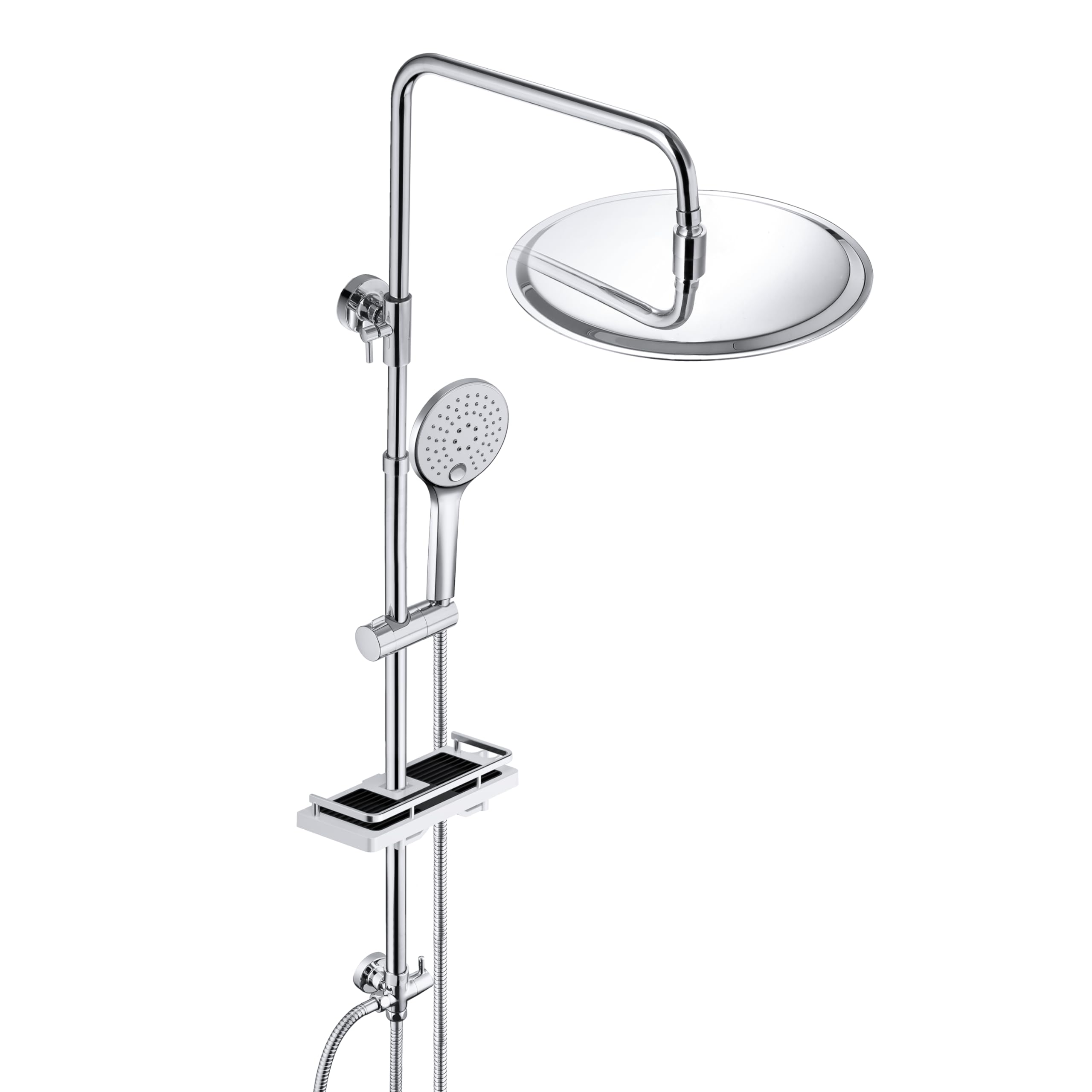 JOHO Slider Rail with Adjustable Holder Bracket - Wall Mounted Shower Column in 304 SUS - Bathroom Set with Soap Dish and Overhead Rainfall Angle Adjustable Chrome D25m — image 1