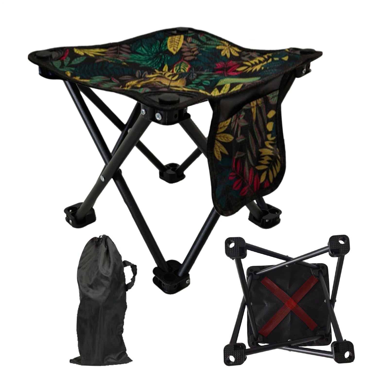 Folding Camping Chair - Outdoor Folding Chair | 600D High-Density Oxford Cloth Metal Tube Heavy Duty Stool with Storage Bag | Comfortable Support for Travel Beach Fishing Mountaineering Sports