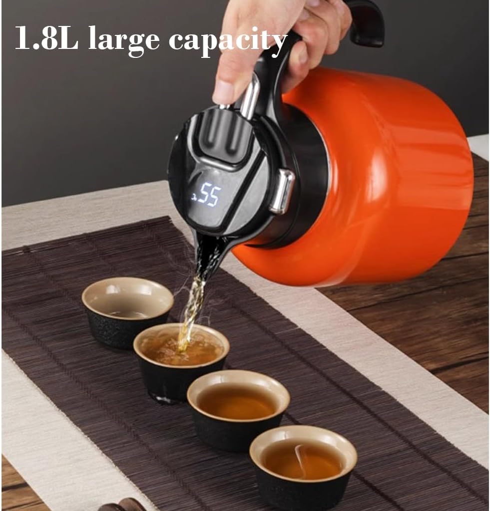 LEIYTFE 1.8L/60oz Stainless Steel Hot Coffee Bottle,Thermal Tea Pot with Ceramic Liner,Insulated Coffee Water & Beverage Dispenser Double Wall Vacuum,Leak-Proof Sealing Cover(Red)