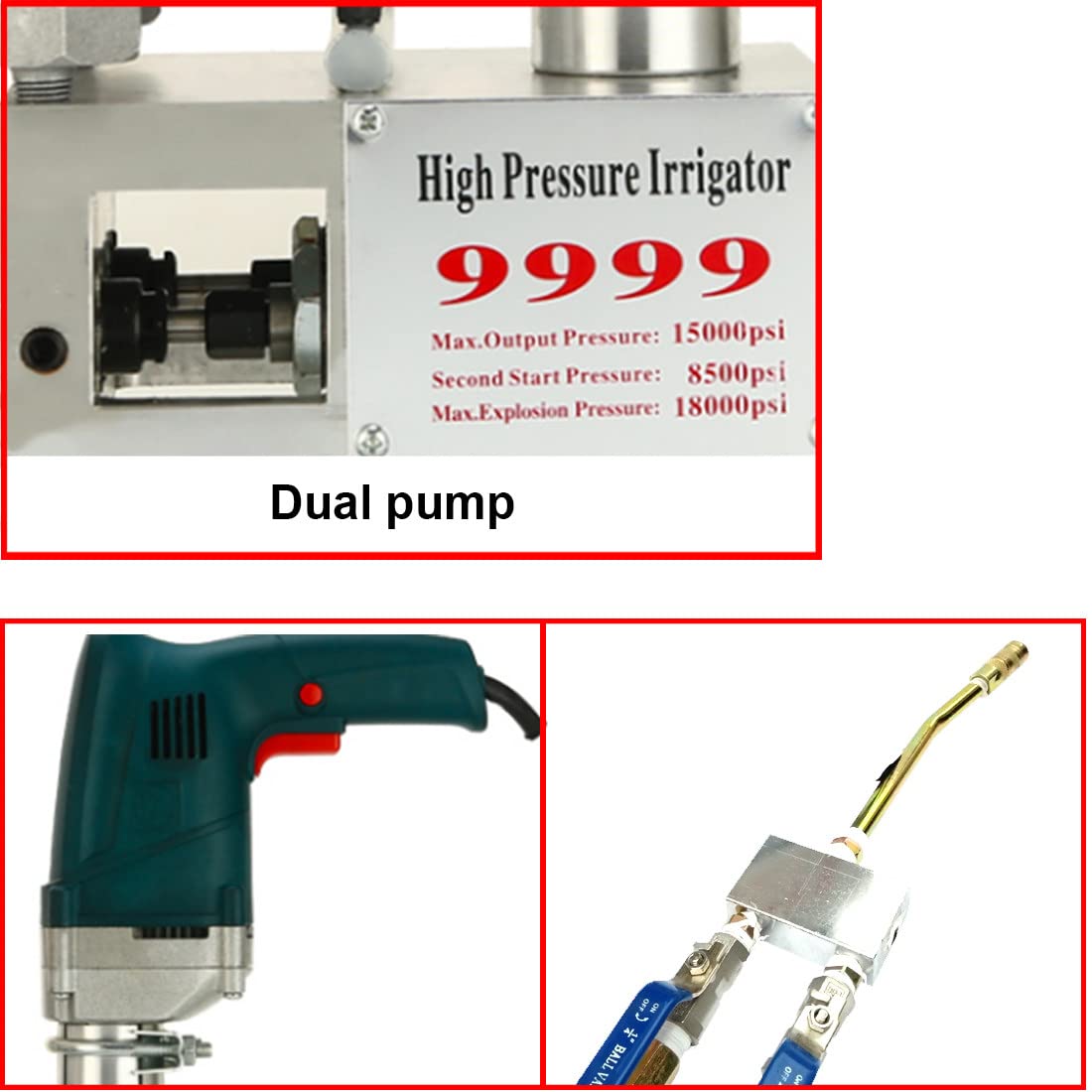 FAXIOAWA Máquina De Lechada De Alta Presión 1100W, Máquina De Lechada De Poliamonio/Resina Epoxi, Máquina De Bomba De Inyección Doble para Reparación De Fugas De Grietas De Concreto,Orange