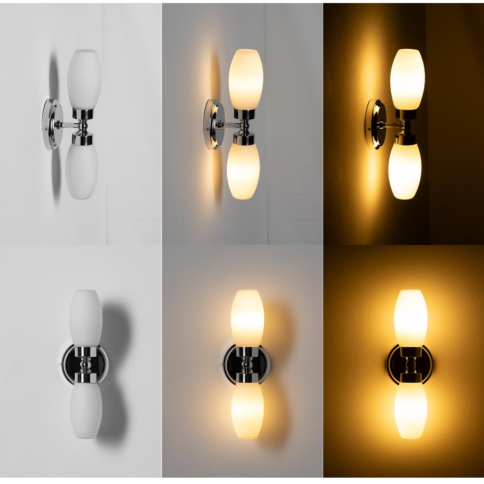Alpinaluz Aplique de Pared para Baño con Dos Focos E14, Diseño Moderno en Cromo con Pantallas de Cristal Opal, Protección IP44 para Ambientes Húmedos, Iluminación Suave y Uniforme
