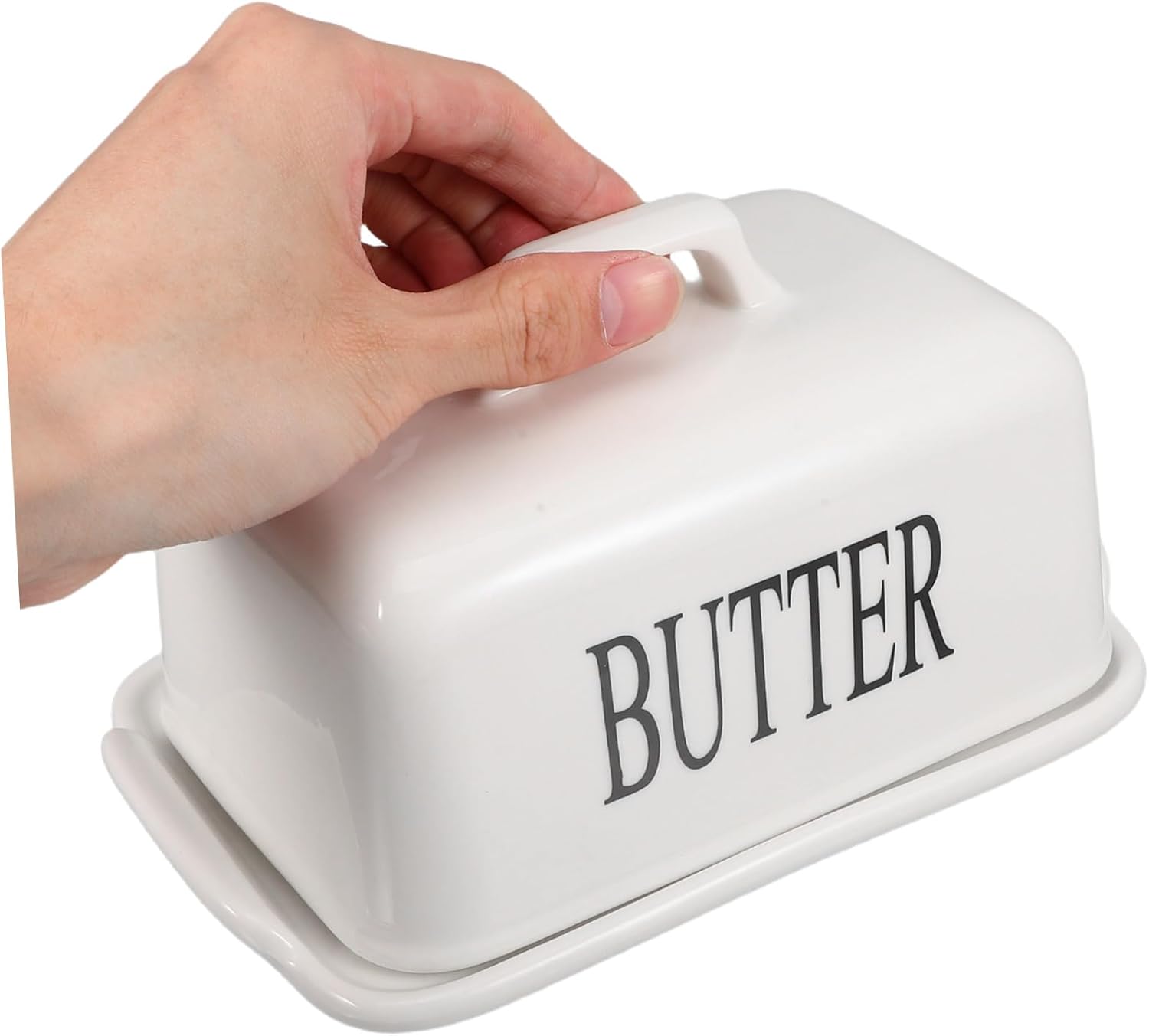 Airtight Ceramic Butter Dish with Lid Large Capacity Covered Butter Keeper for Countertop Cheese Storage Box Vintage Kitchen Organizer for Home and Restaurant